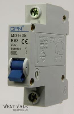 Cudis CPN - MD163B - 63a Type B Single Pole MCB Un-used