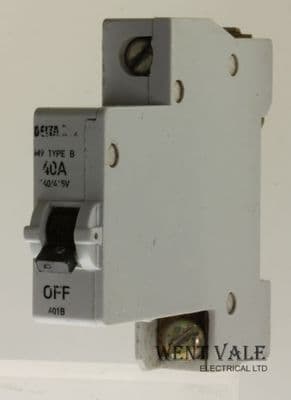 Delta Memshield 1 - 401B - 40a Type B Single Pole MCB Used