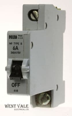 Delta (Memshield 1) - 61B - 6a Type B Single Pole MCB Used