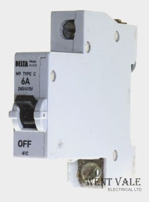 Delta Memshield 1 - 61C - 6a Type C Single Pole MCB Used