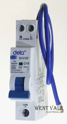 Deta Circuit Protection - B1416C - 16a 30mA Type C  Class A RCBO New