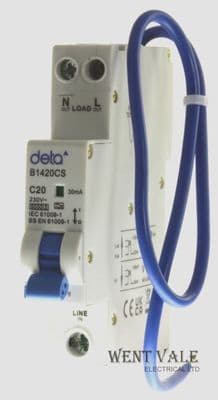 Deta Circuit Protection - B1420CS - 20a 30mA Type C  Class A RCBO New