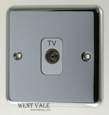 Deta Decorative - 1940CHW - Isolated TV/FM Co-axial Outlet in Polished Chrome