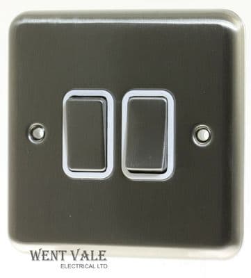 Deta Decorative - 2904SCW - 10a Two Gang Two Way Plate Switch In Satin Chrome