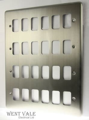 Deta Gridswitch - G3360 - 24 Module Satin Chrome Grid Switch Front Plate New