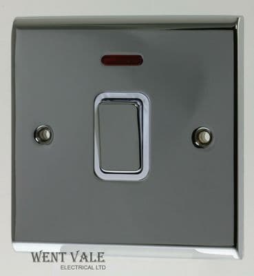 Deta Slimline Décor - SD1391CHW - 20a Double Pole Switch With Neon In Chrome
