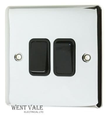 Deta Vimark Evo - VE1204CHB - 10a Two Gang Two Way Switch In Polished Chrome