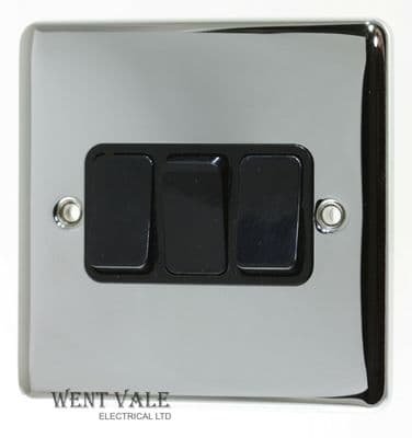 Deta Vimark Evo - VE1205CHB - 10a Three Gang Two Way Switch In Polished Chrome