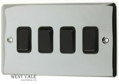 Deta Vimark Evo - VE1244CHB - 10a Four Gang Two Way Switch In Polished Chrome
