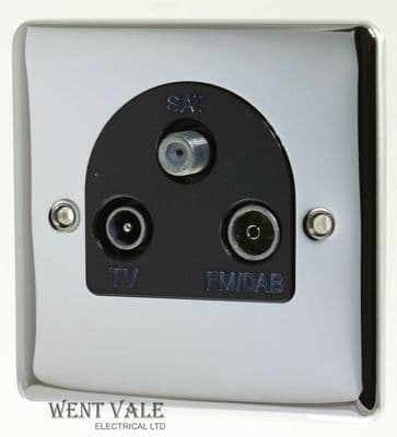 Deta Vimark Evo - VE1340CHB  TV/FM (DAB)/SAT Triplexer Outlet in Polished Chrome