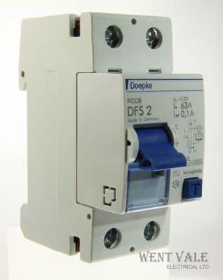 Doepke DFS 2 63-2/0.1 - 63a 100mA Double Pole RCCB New