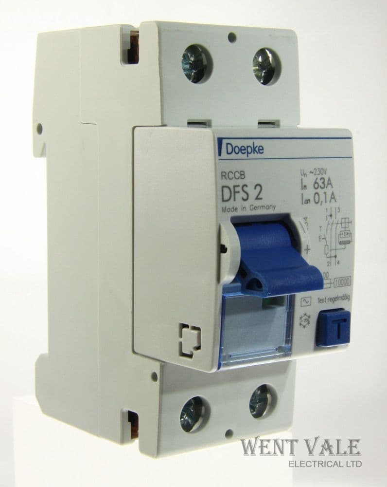Doepke DFS 2 63-2/0 1 - 63a 100mA Double Pole RCCB New