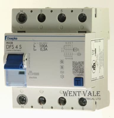 Doepke - DFS 4 S -  100-4/0.3 - 100a 300mA Four Pole Class A RCCB Used