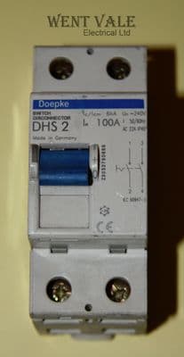 Doepke DHS 2 - 100a Double Pole Switch Disconnector Used