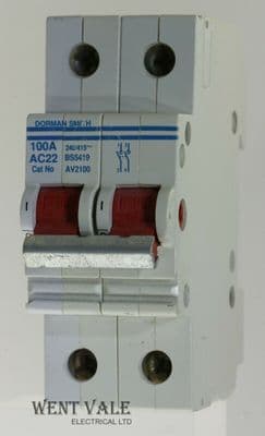 Dorman Smith Load Limiter - AV2100 - 100a Double Pole Switch Disconnector Used