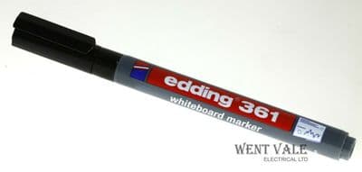 Edding 361 BLACK Whiteboard Board Marker Pen - Dry Wipeable, 1mm Bullet Nib