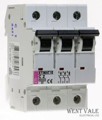 ETI ETIMAT 10 - C3002 - 2a Type C Triple Pole MCB New