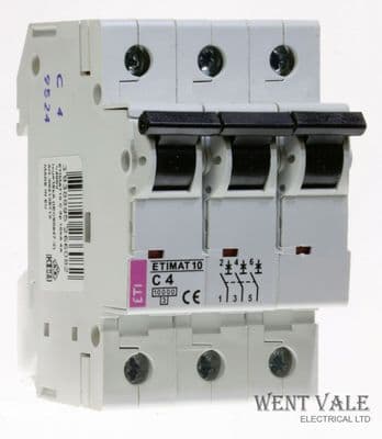 ETI ETIMAT 10 - C3004 - 4a Type C Triple Pole MCB New