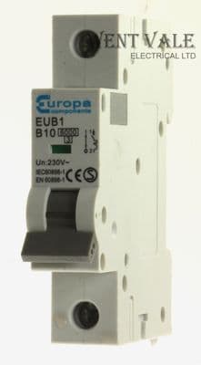 Europa Components - EUB1 B10 - 10a Type B Single Pole MCB Used