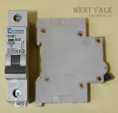 Europa Components - EUB1 B32 - 32a Type B Single Pole MCB Used