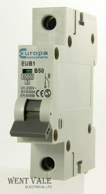 Europa Components - EUB1 B50 - 50a Type B Single Pole MCB Used