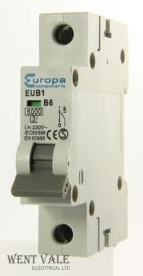 Europa Components - EUB1 B6 - 6a Type B Single Pole MCB Used