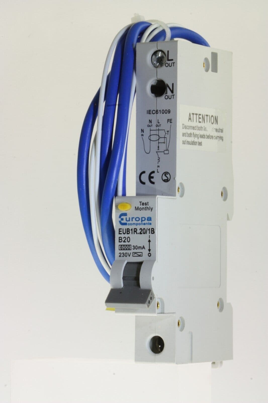 Europa Components - EUB1R 20/1B - 20a 30mA Type B Single Pole Class AC ...