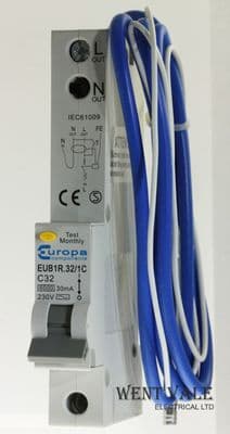 Europa Components - EUB1R.32./1C - 32a 30mA Single Pole RCBO Unused