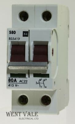 F & G/Moeller - S80 - 80a AC22A Double Pole Switch Disconnector Used