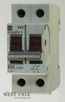 F & G/Moeller - SX-63/2 - 63a AC22A Double Pole Switch Disconnector Used
