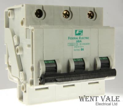 Federal Electric - HBA3P06 - 6a Type B Triple Pole MCB Unused