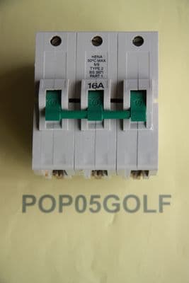 Federal Electric - HBNA3P16 - 16a Type 2 Triple Pole MCB Used