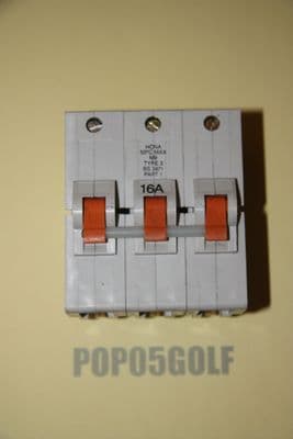 Federal Electric - HCNA3P16 - 16a Type 3 Triple Pole MCB Used