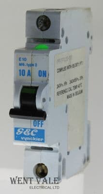 GEC Vynckyer - E10-098/374110-000 - 10a Type 2 Single Pole MCB Used