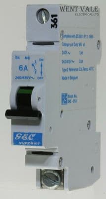 GEC Vynckyer - S6 - 6a Type 2 Single Pole MCB Used