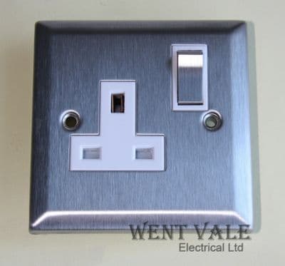 GET Decor Range - 19060 - 13a 1g Brushed Stainless Steel Socket Matching Rocker