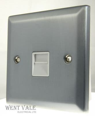 GET Decor Range - 338089 - Single Satin Chrome Secondary Telephone Socket New