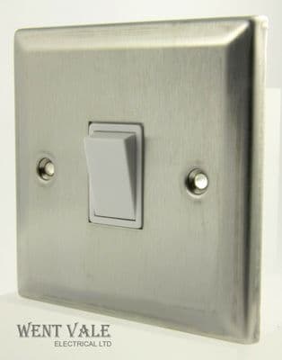 GET Decor Range 761683 - 1 Gang 2 Way Brushed Steel Switch with White Rocker