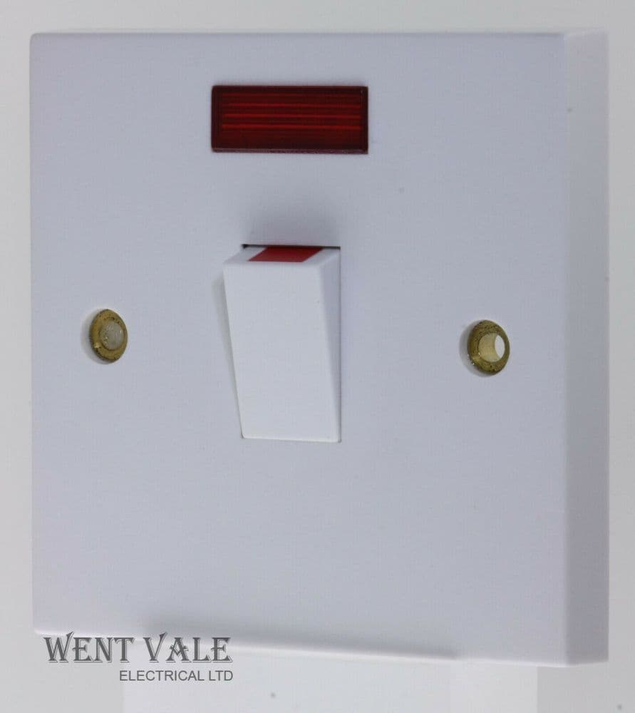 GET Exclusive Square Edge Moulded - GSWDPN20A - 20a Double Pole Switch Neon