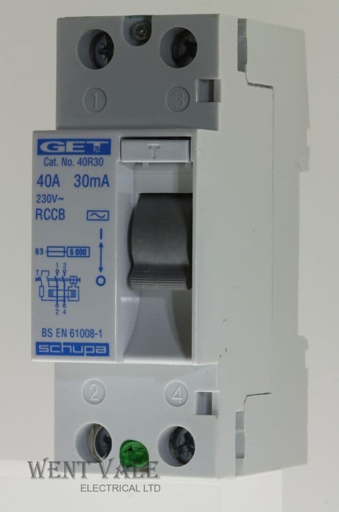GET Schupa Lifeguard - 40R30 - 40a Type AC Double Pole RCCB Unused