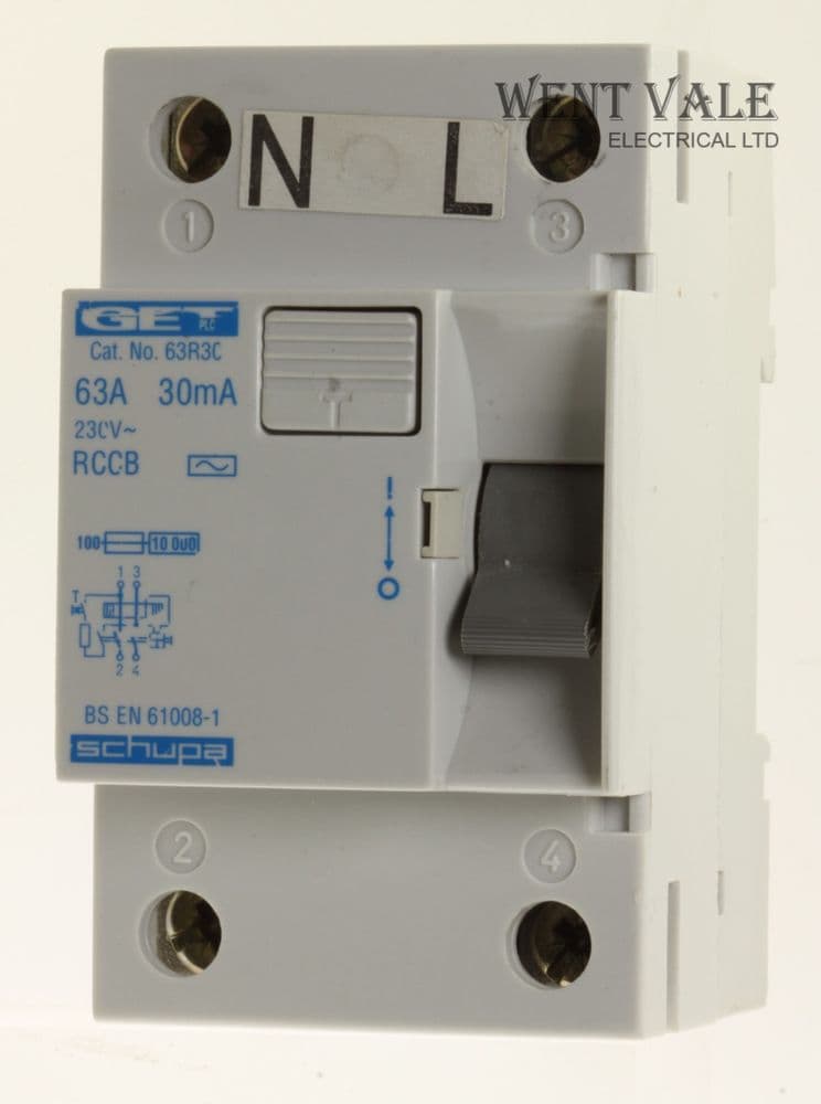 GET Schupa Lifeguard - 63R30 - 63a Double Pole Class AC RCCB Used
