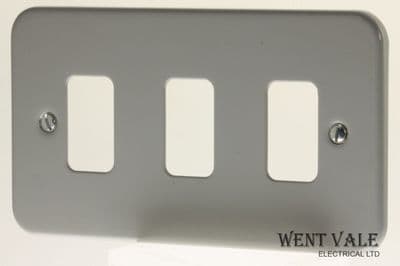 GET Ultimate Grid - GUG03GMC - 3 Module Metal Clad Grid Switch Front Plate + Frame