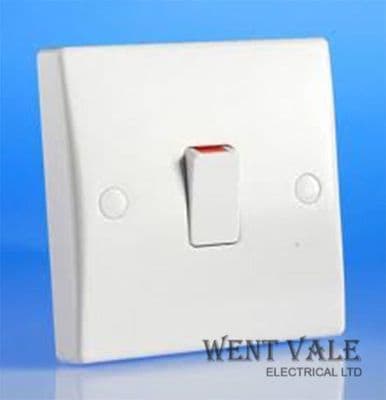 GET Ultimate Slimline - GU2013 - White Moulded 20a Double Pole Switch with Flex Outlet New