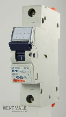 Gewiss Series 90 - MT60 GW 92 208 - 20a Type B Single Pole MCB New