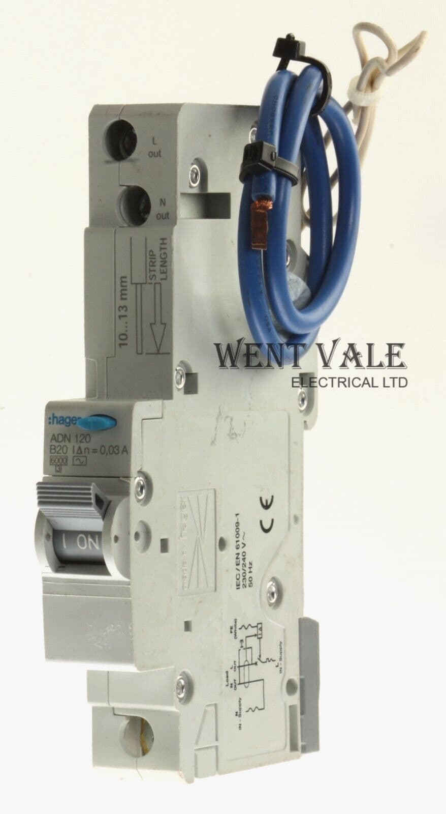 Hager - ADN120 - 20a 30mA Type B Single Pole Class AC RCBO Used