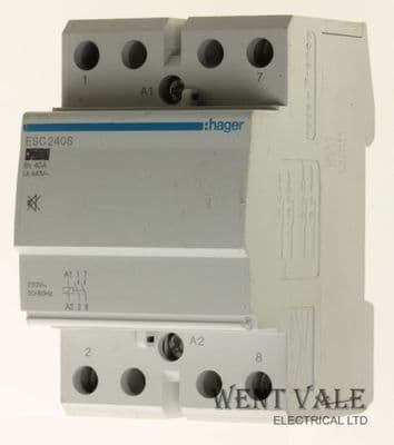 Hager ESC240S - 40a Double Pole Normally Open Contactor 230v Coil Used