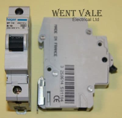 Hager MT110 - 10a Type B Single Pole MCB Used