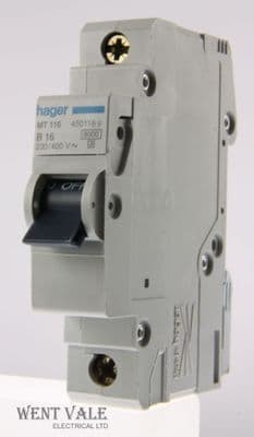 Hager MT116 - 16a Type B Single Pole MCB Used
