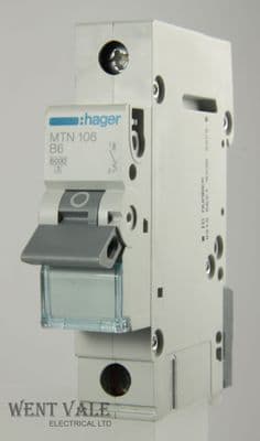 Hager MTN106 -  6a Type B Single Pole MCB Un-used
