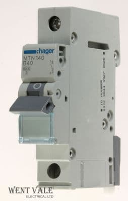 Hager MTN140 - 40a Type B Single Pole MCB Used